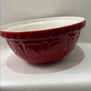 Mason Cash Stylish Red White Ceramic 12 In 5 1/4 In Tall Earthenware Mixing Bowl